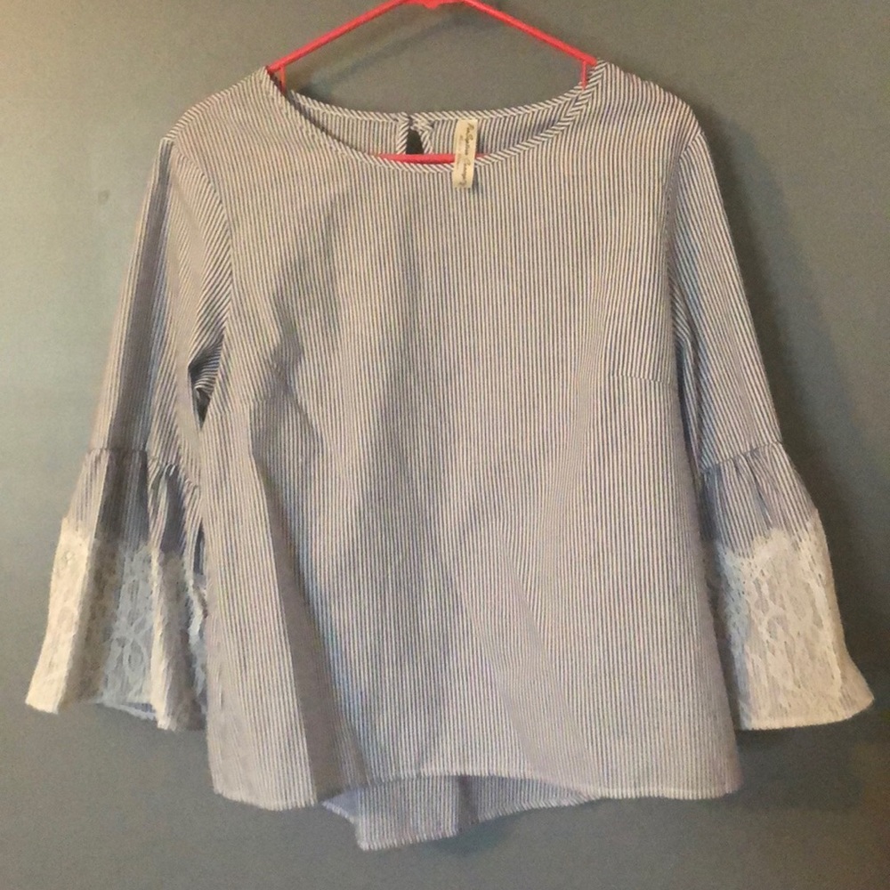 Stripe bell sleeve blouse